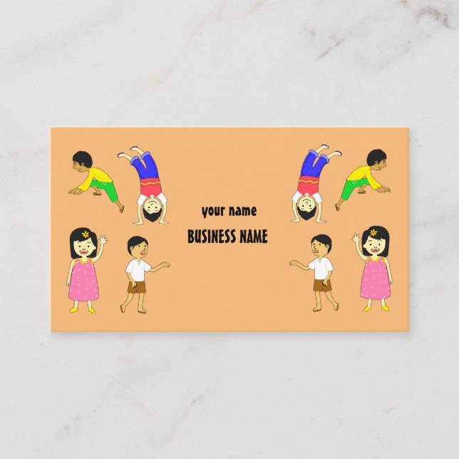 Carte De Visite Enfants amusants jouant au design Garderie Baby-si (Devant)