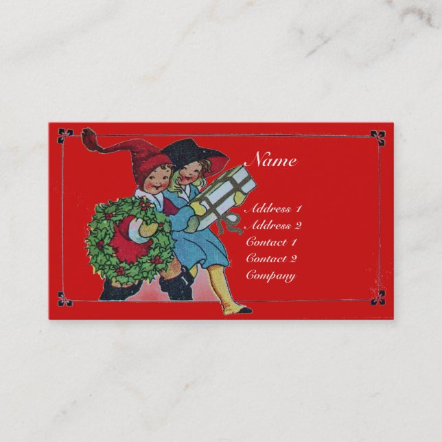 CARTE DE VISITE ENFANTS AVEC CADEAUX DE NOËL (Devant)
