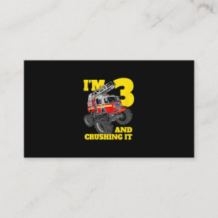 Carte De Visite Enfants Camion d'incendie 3e anniversaire garçon b