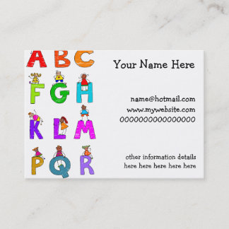 Carte De Visite Enfants d'alphabet
