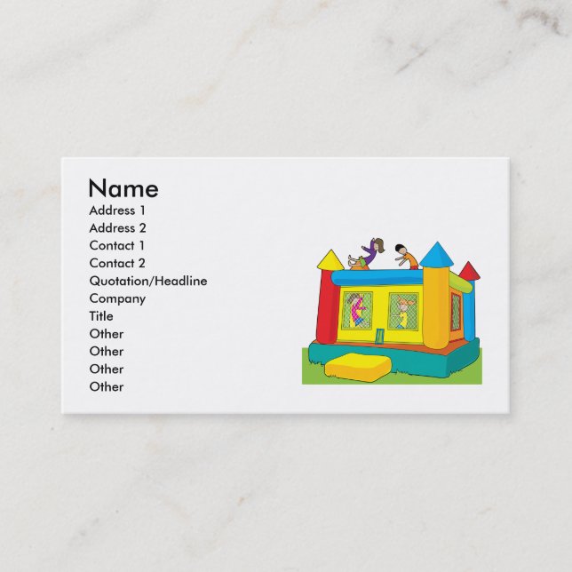 Carte De Visite Enfants de château de rebond (Devant)