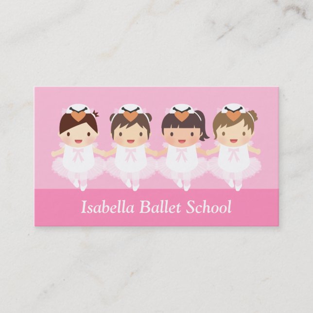Carte De Visite Enfants mignons Ballerina Ballet Dance Instructeur (Devant)