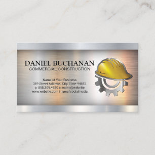 Carte De Visite Engin Casquette dur de construction   Col bleu