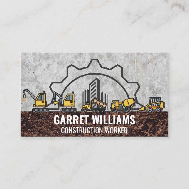 Carte De Visite Engin de construction | Véhicules de travail | Sol (Devant)