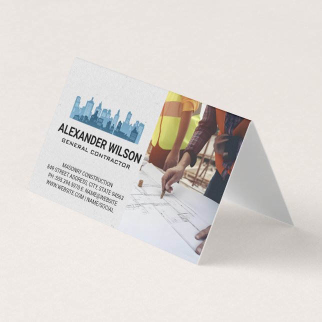 Carte De Visite Engineers Blueprints | City Skyline (Devant)