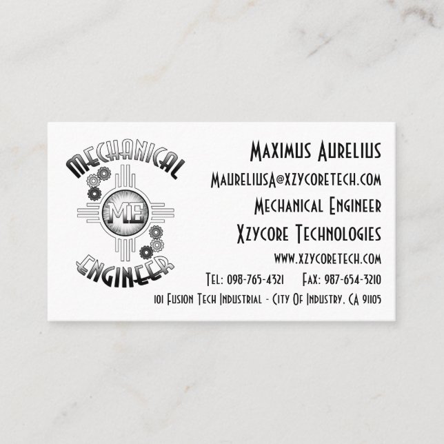 Carte De Visite Engins mécaniques (Devant)
