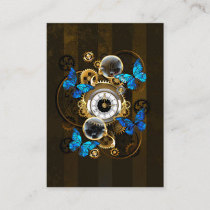 Carte De Visite Engrenages à vapeur et papillons bleus