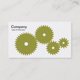 Carte De Visite Engrenages - Vert olive sur blanc