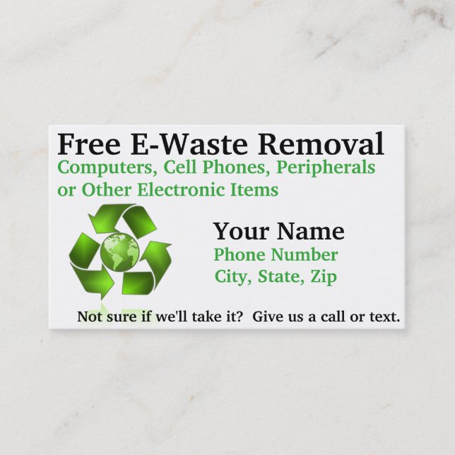 Carte De Visite Enlèvement libre d'E-Déchets (Devant)