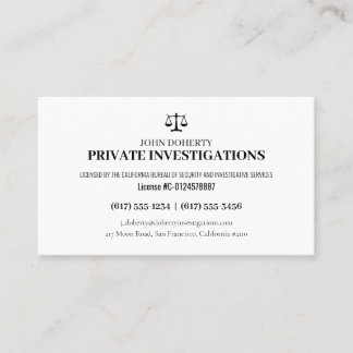 Carte De Visite Enquêtes privées | Inspecteur professionnel