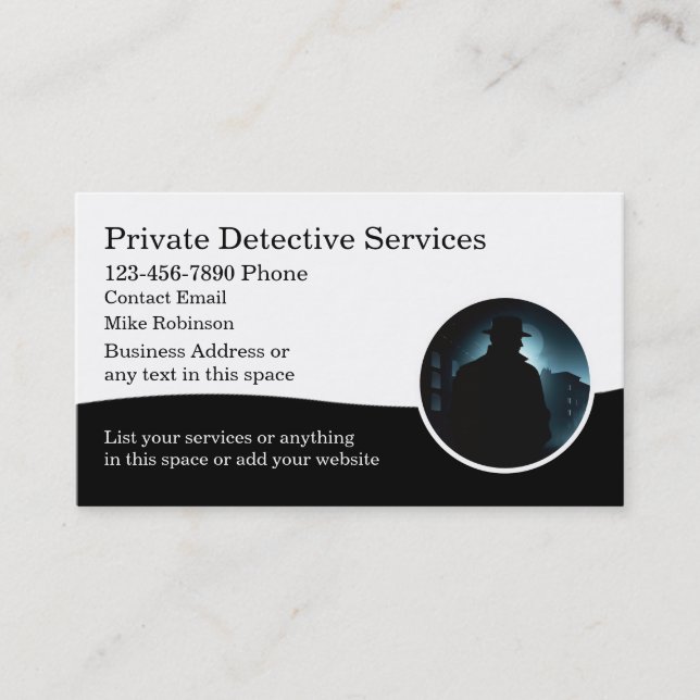 Carte De Visite Enquêteur de sécurité du détective privé (Devant)