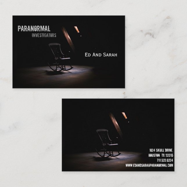 Carte De Visite Enquêteur paranormal Hauné Chaire Attique (Devant / Derrière)