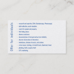 Carte De Visite Enquêteur privé Détective Deep Blue