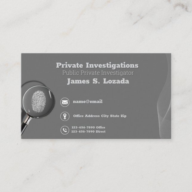 Carte De Visite Enquêteur privé gris (Devant)