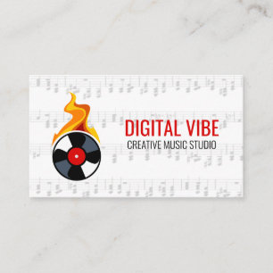 Carte De Visite Enregistrer la flamme de vinyle Notes musicales