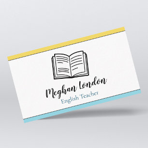 Carte De Visite Enseignant Anglais Instructeur Bleu et Jaune Educa