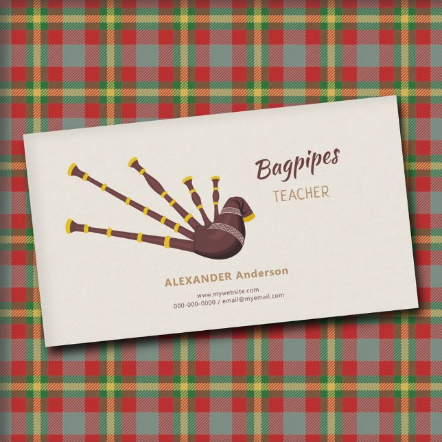 Carte De Visite Enseignant Bagpipes (Bagpipes Teacher Business Card)
