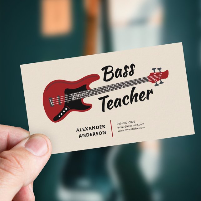 Carte De Visite Enseignant de la guitare basse (Bass Guitar Teacher Business Card)