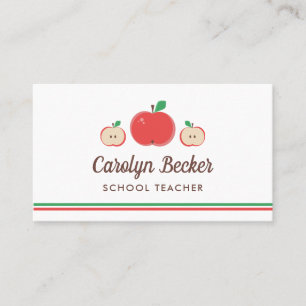 Carte De Visite Enseignant de l'école Red Apples