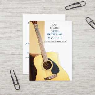 Carte De Visite Enseignant de musique blanche/Musicien/ Guitare ac