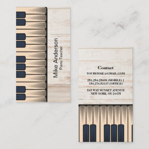 Carte De Visite Enseignant de piano clavier vintage