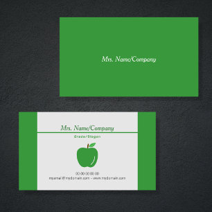 Carte de visite enseignant de pomme verte