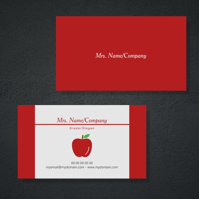 Carte de visite enseignant de Red Apple (Red Apple Teacher Business Card)