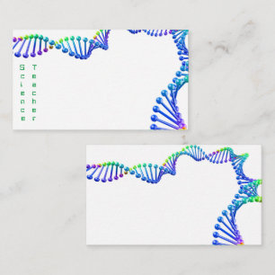 Carte De Visite enseignant en sciences hélice double verte bleue 3