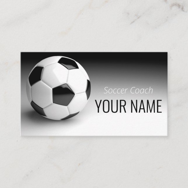 Carte De Visite Enseignant Joueur de football Noir Blanc élégant (Devant)
