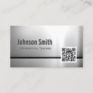 Carte De Visite Enseignant mathématique - Code QR en acier inoxyda
