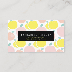 Carte de visite enseignant Motif rose et jaune