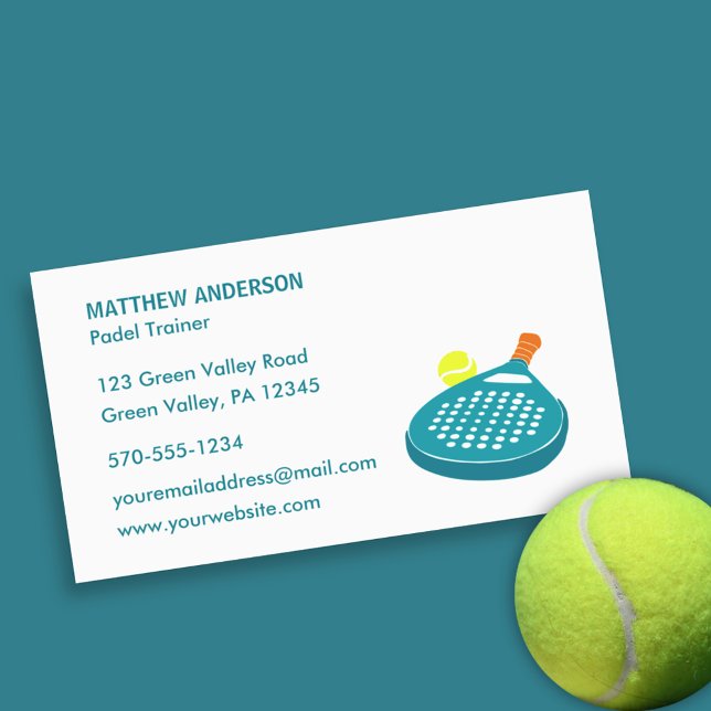 Carte De Visite Enseignant Padel Tennis (Créateur téléchargé)