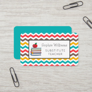 Carte De Visite Enseignant Suppléant Chevron Stripes