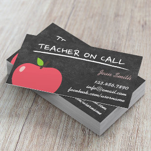 Carte De Visite Enseignant sur Call Cute Apple Chalkboard