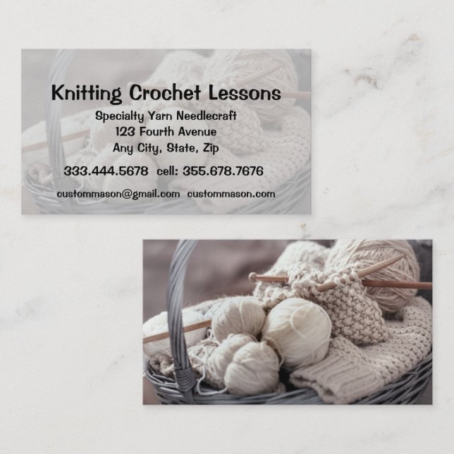 Carte De Visite Enseignant tricot et Crochet (Devant / Derrière)