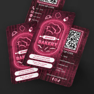 Carte De Visite Enseigne de chapeau de chef de boulangerie rose né