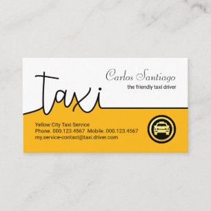 Carte De Visite Enseigne de taxi jaune spécial conduite