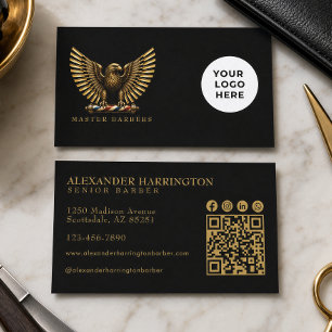Carte De Visite Enseigne élégante de salon de coiffure Eagle d'or 