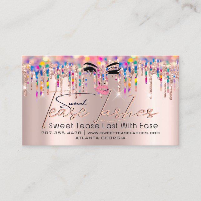 Carte De Visite Enseignement postérieur Lash Rose Drips Logo Lips (Devant)