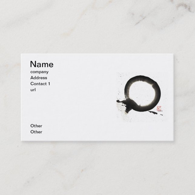 Carte De Visite Enso, encre noire de Sumi (Devant)