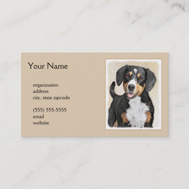 Carte De Visite Entlebucher Mountain Dog Peinture - Art original (Devant)