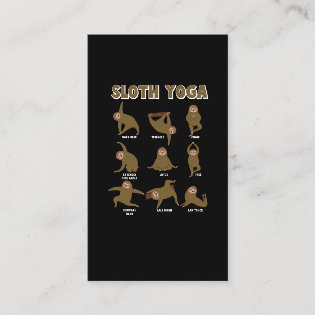 Carte De Visite Entraînement amusant de yoga Sloth Stretch Lazy Yo (Devant)