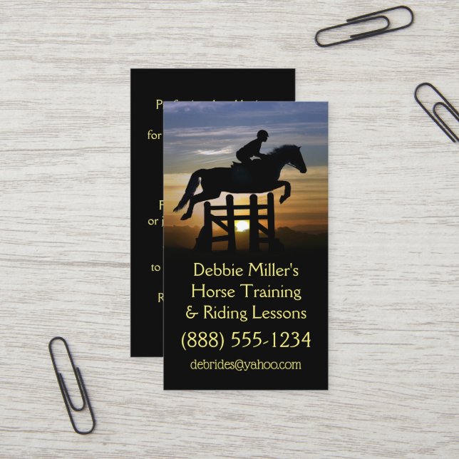Carte De Visite Entraînement et cours d'équitation  (Devant/Arrière en situation)