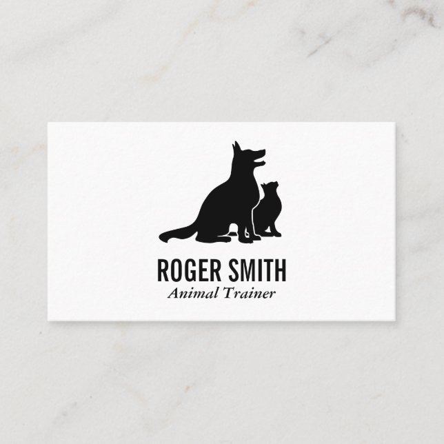 Carte De Visite Entraîneur animal | Chat et Amoureux des chiens (Devant)