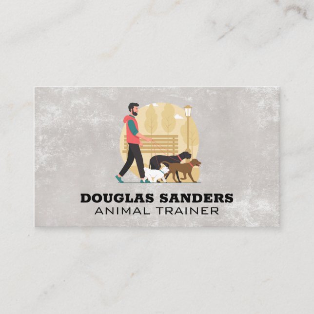 Carte De Visite Entraîneur animal | Dog Walker dans le parc (Devant)