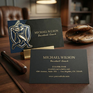 Carte De Visite Entraîneur de baseball branché Design sportif Navy