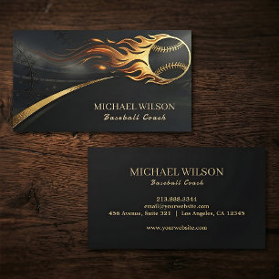 Carte De Visite Entraîneur de baseball de luxe Baseball flambant o