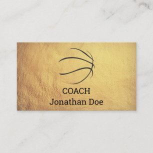 Carte De Visite Entraîneur de basket-ball en or Textured Faux