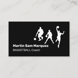 Carte De Visite Entraîneur de basket-ball noir et blanc