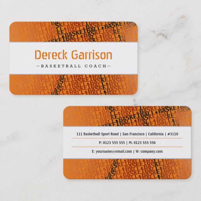 Carte De Visite Entraîneur de basket-ball | Sport moderne (Devant / Derrière)